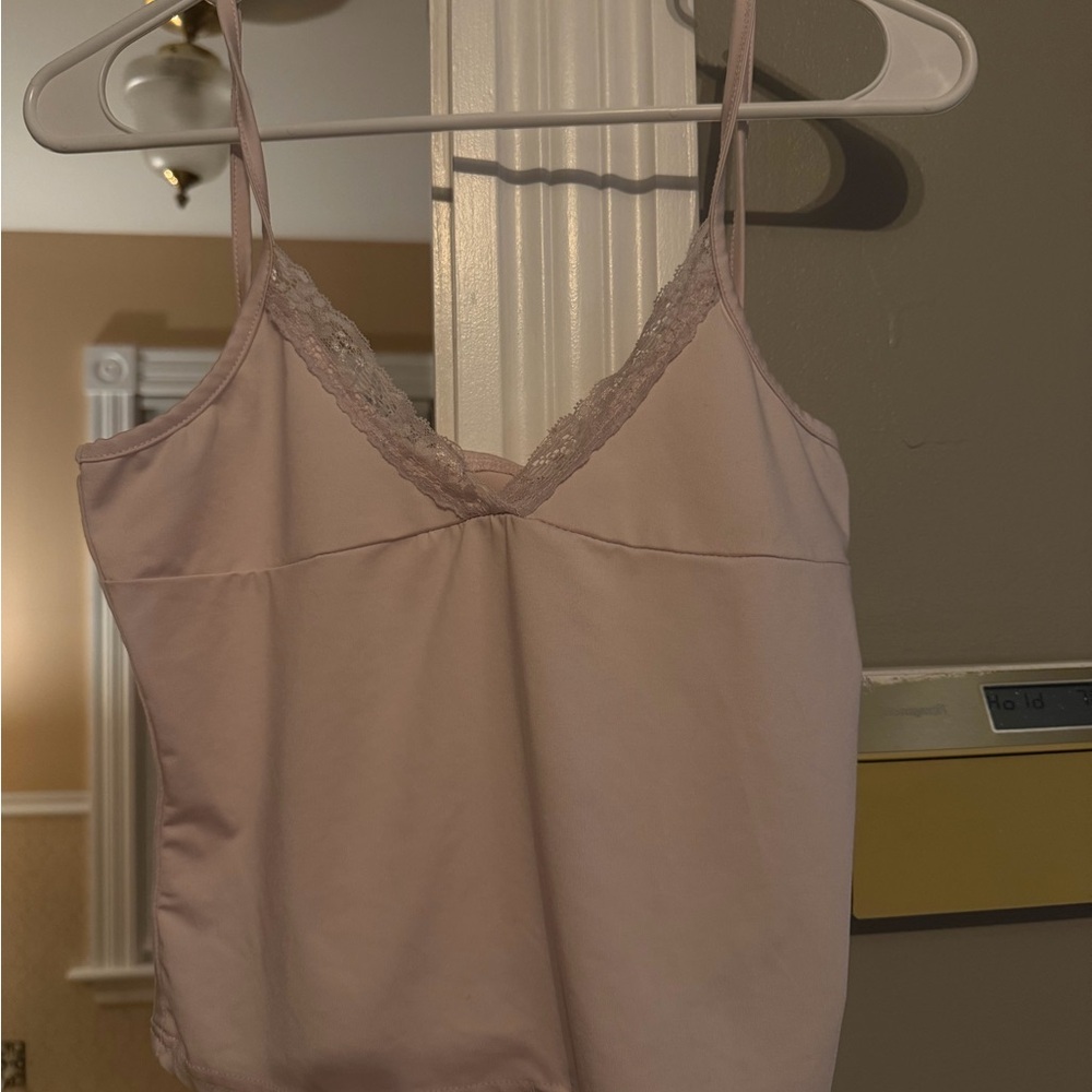 Pink Lace Trim Cami Top